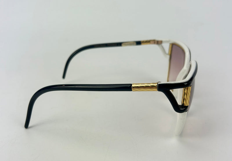 Vintage Ted Lapidus Black White and Gold Sunglasses c1970s