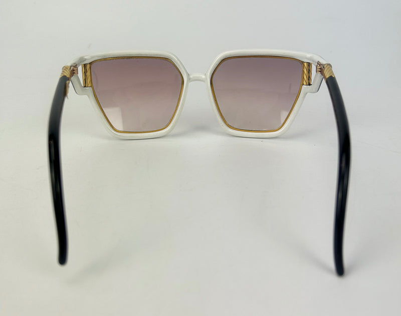 Vintage Ted Lapidus Black White and Gold Sunglasses c1970s