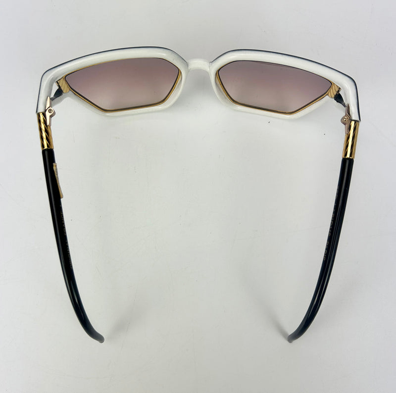 Vintage Ted Lapidus Black White and Gold Sunglasses c1970s