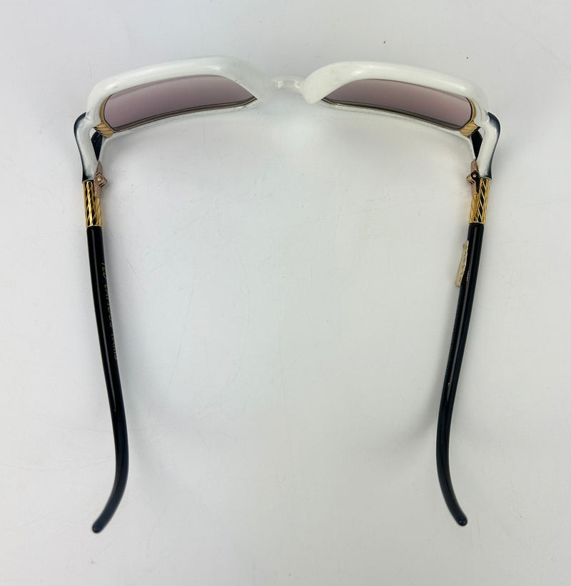 Vintage Ted Lapidus Black White and Gold Sunglasses c1970s