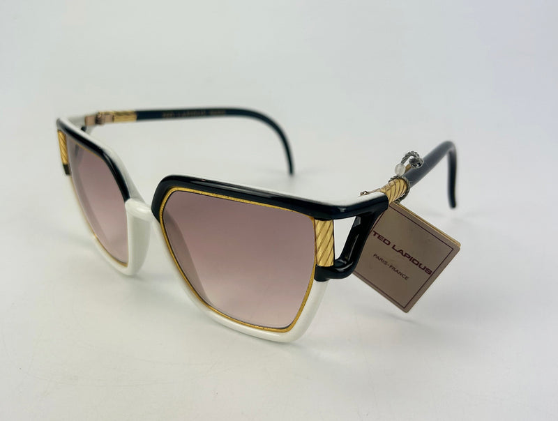 Vintage Ted Lapidus Black White and Gold Sunglasses c1970s