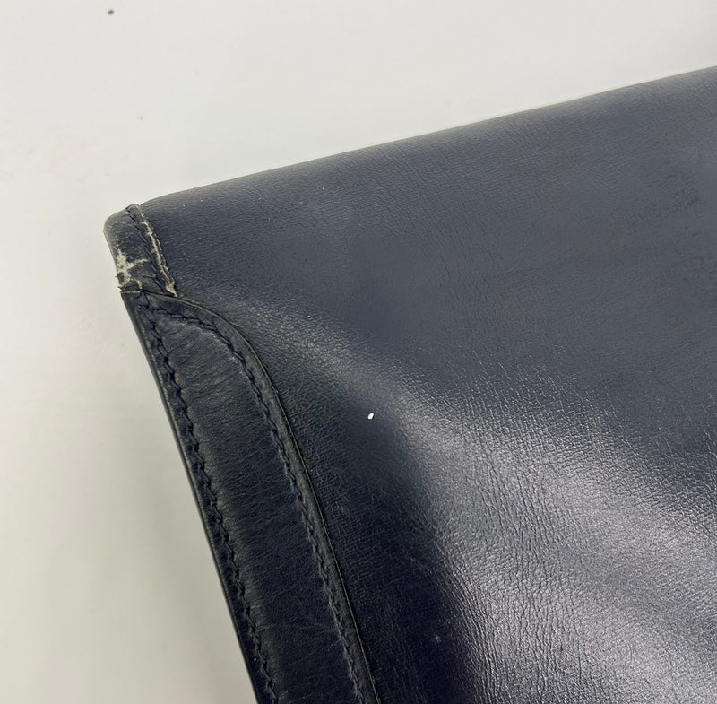 Hermes Vintage Navy Box Calf Jige Clutch