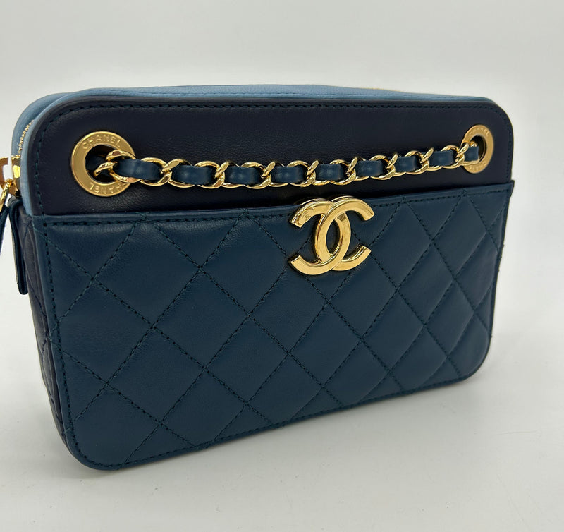 Chanel Blue Color Block Camera Case NWT