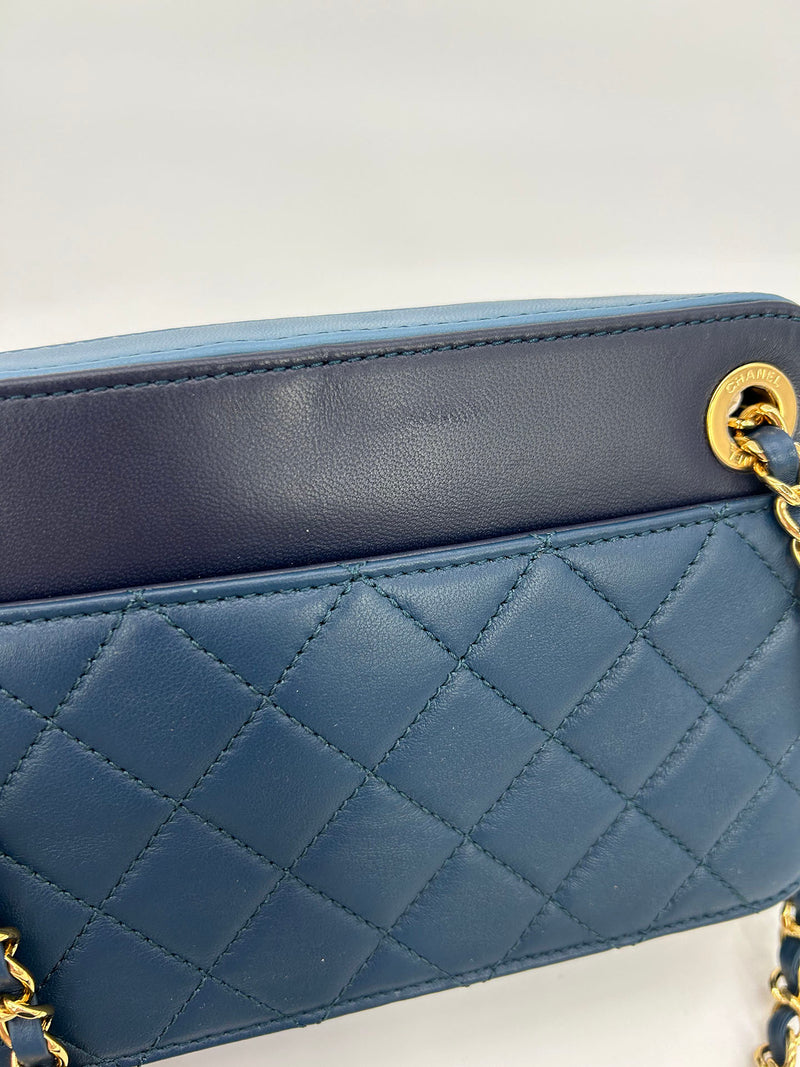 Chanel Blue Color Block Camera Case NWT