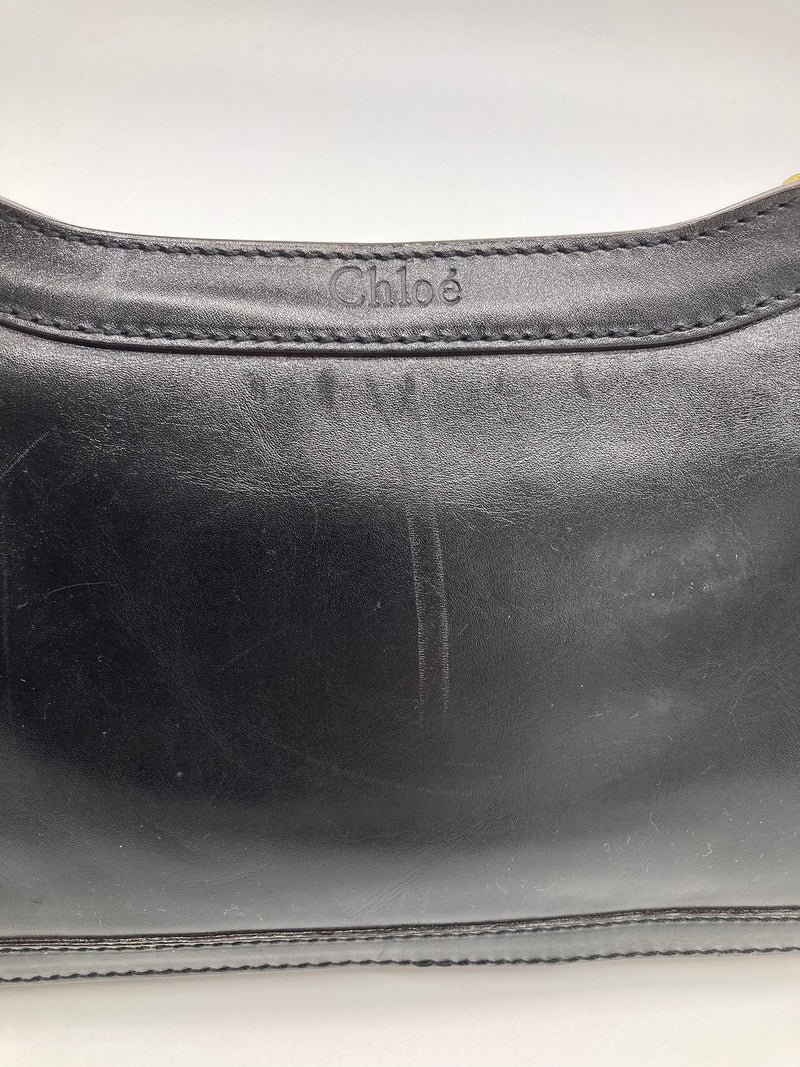 RARE Chloe Vintage Brown Leather Amber Jeweled Top Handle Bag c2000s