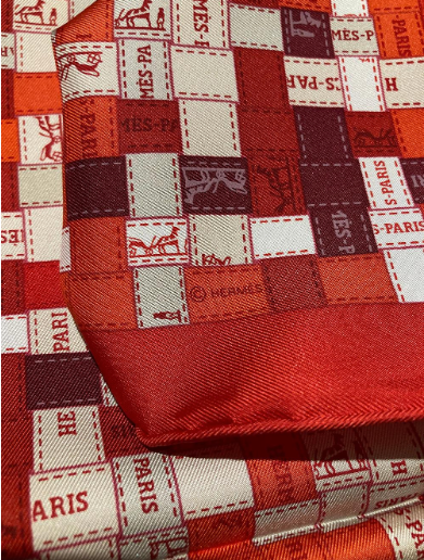 NWT Hermes Bolduc Au Carre Scarf 90 Rouge Bordeaux Gris