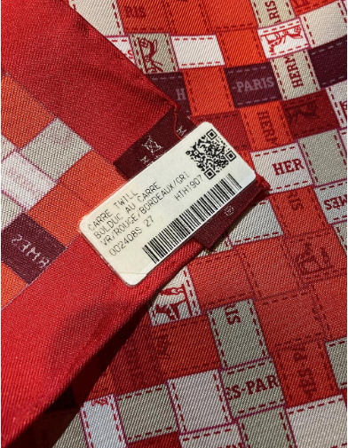 NWT Hermes Bolduc Au Carre Scarf 90 Rouge Bordeaux Gris