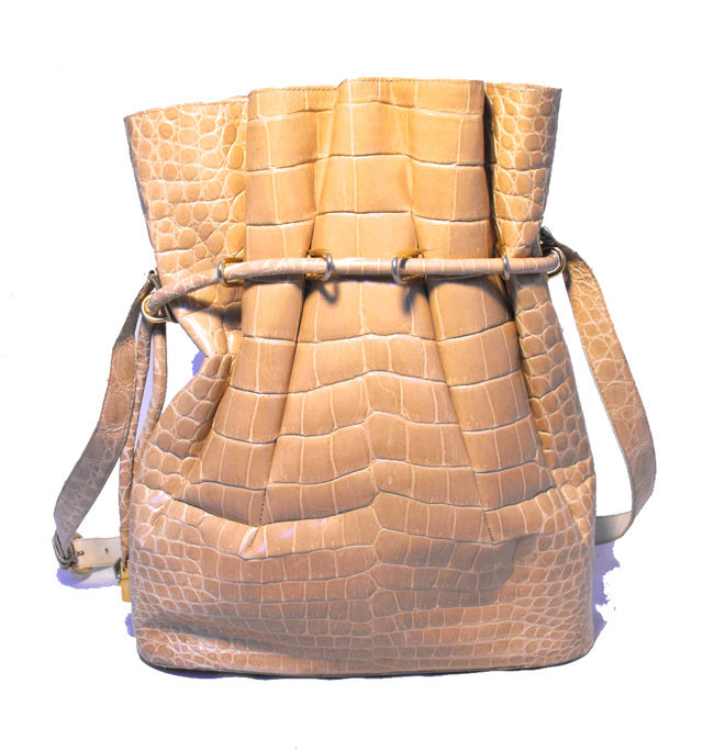 Vintage Morabito Natural Alligator Bucket Shoulder Bag