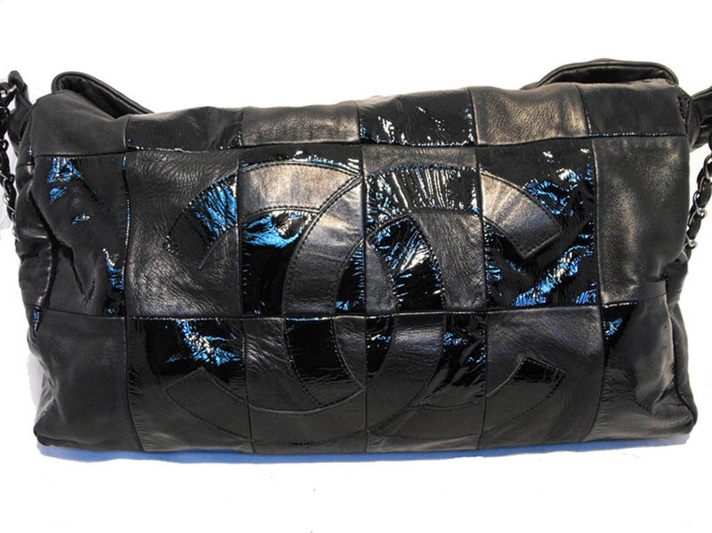 Chanel Black Checkered Leather Shoulder Bag Shopper Tote – Ladybag  International