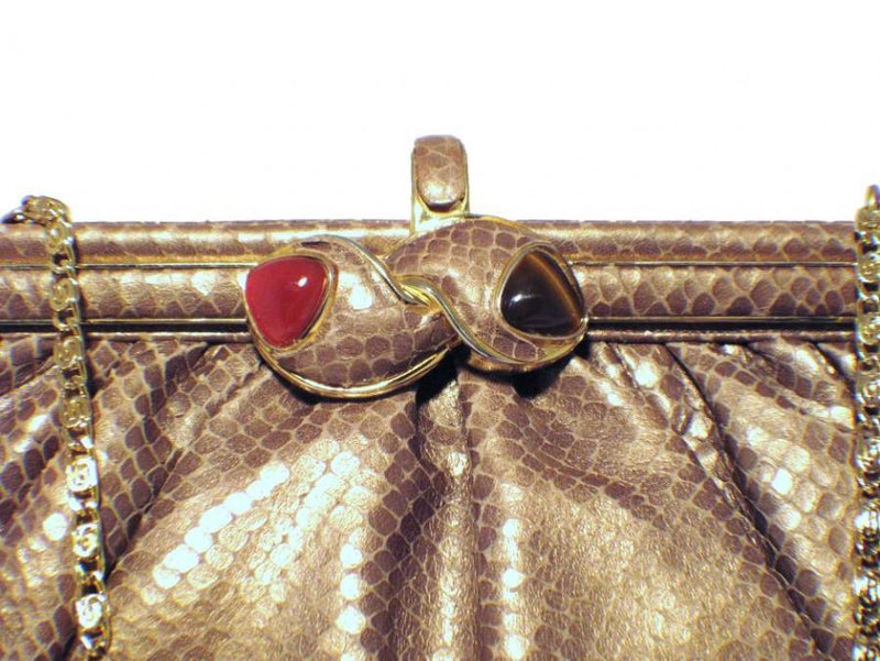 Judith Leiber Metallic Bronze Snakeskin Clutch – Ladybag International