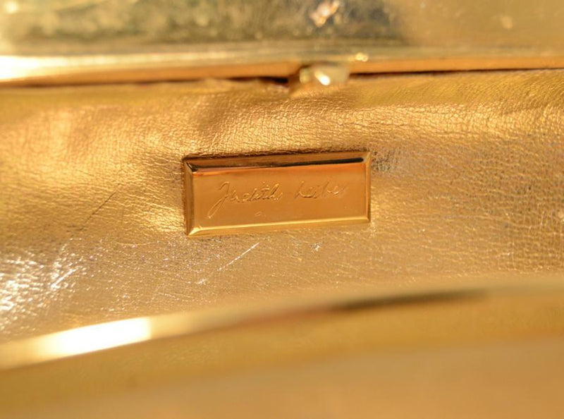 Judith Leiber Gold Filagree Swarovski Crystal Box Minaudiere