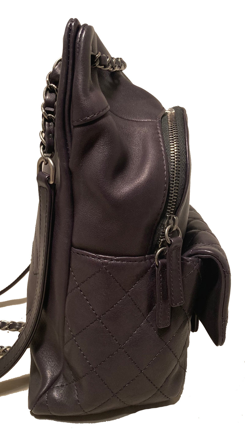 Chanel Black Leather Drawstring Backpack