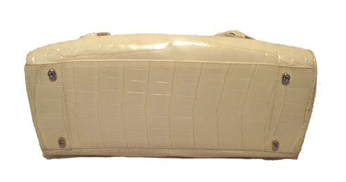 Judith Leiber White Alligator Handbag With Swarovski and Silver