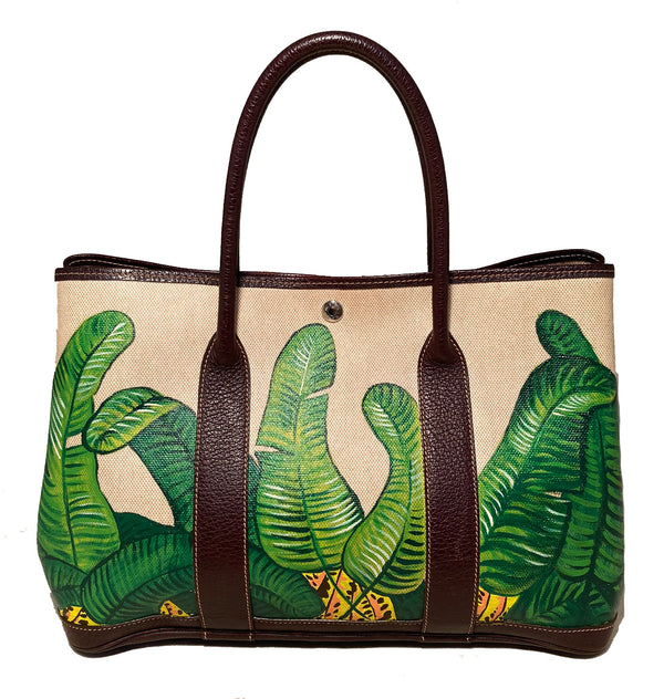 Hermes Hand Painted Banana Leaf Garden Party 35