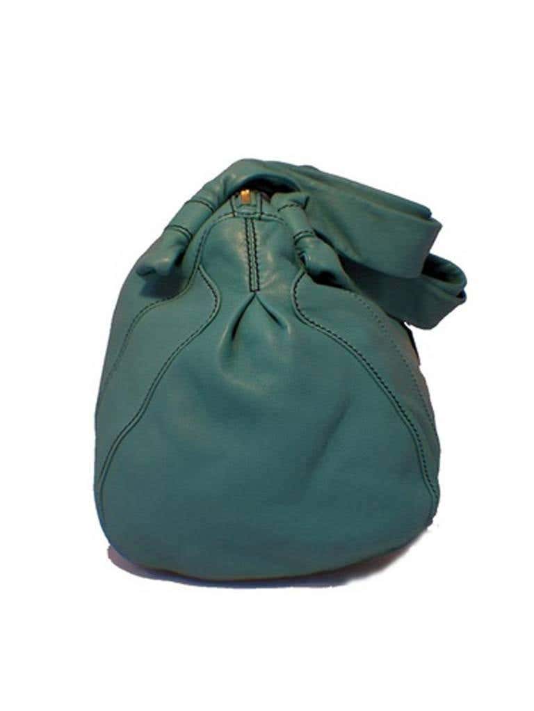 Valentino Teal Lambskin Shoulder Tote Handbag