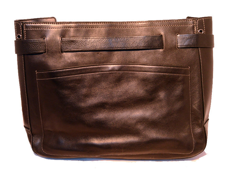 Reed Krakoff Black and Tan Leather Portfolio Tote Bag