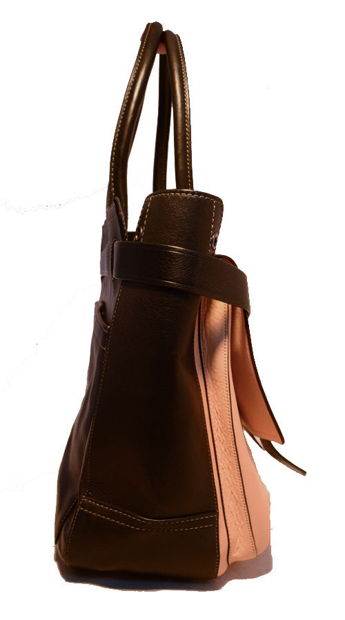 Reed Krakoff Black and Tan Leather Portfolio Tote Bag