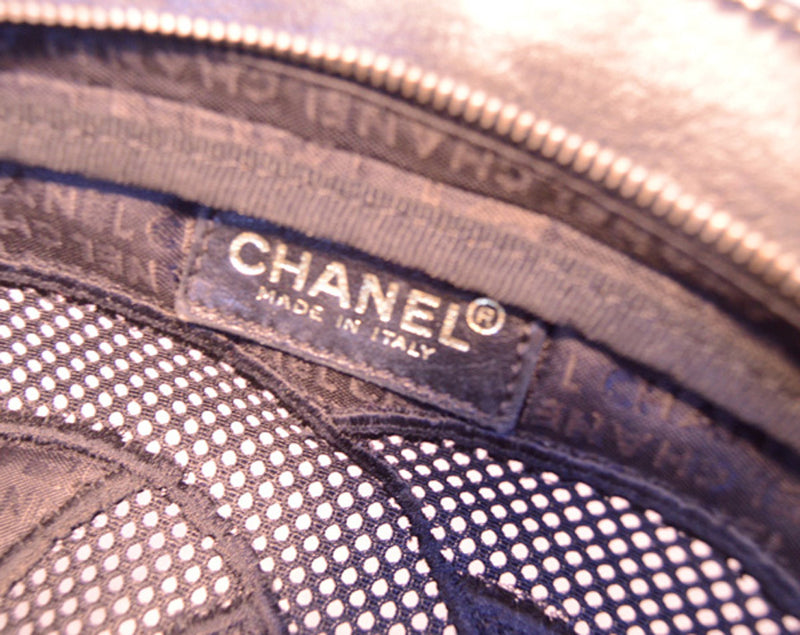 Chanel Black Woven Linen and Leather CC Logo Cut Out Tote Bag