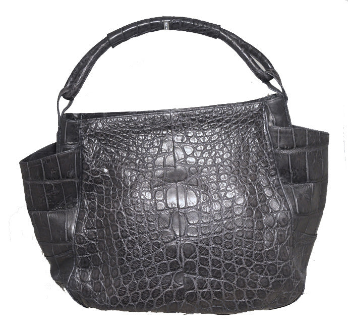 Gorgeous Designer Navy Blue Alligator Shoulder Bag Tote