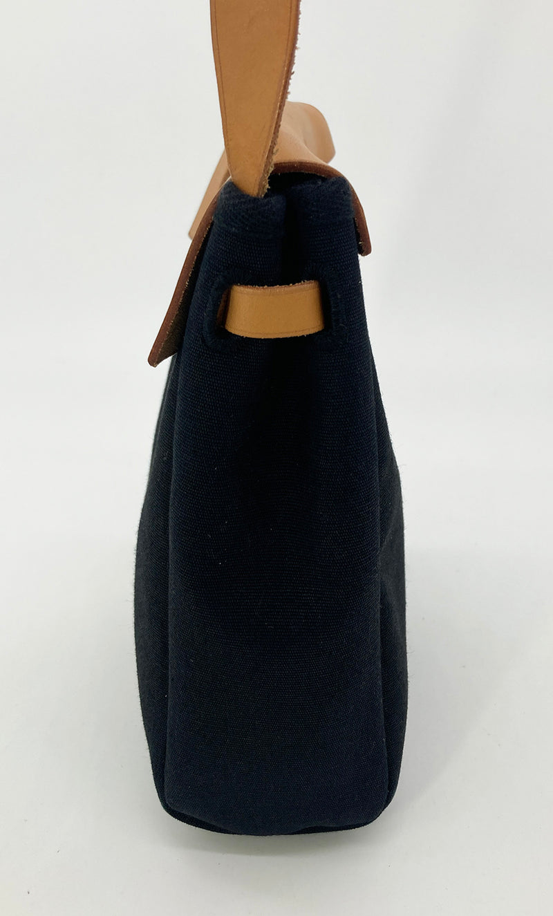 Hermes Herbag Tpm Mini Black and Beige Sangles Canvas – Ladybag