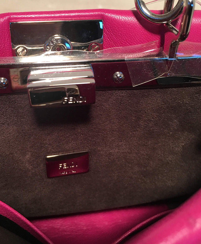 Fendi Micro Mini Fuchsia Pink Peekaboo Bag with Shoulder Strap