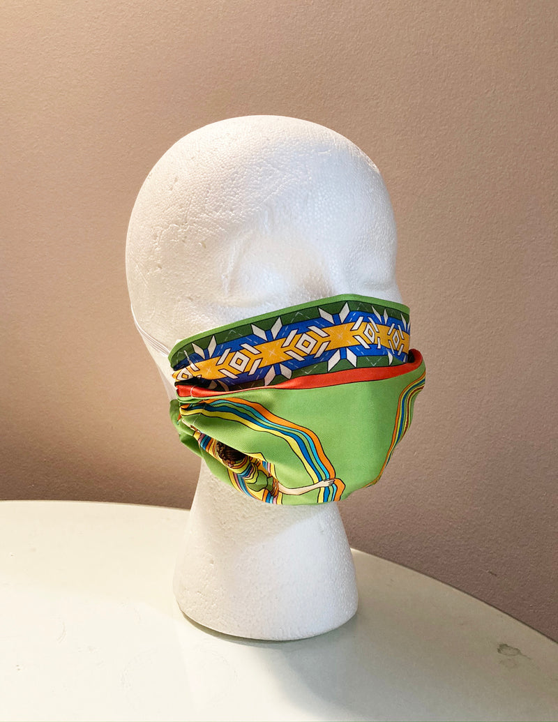 Hermes Belles du Mexique Silk Scarf Face Mask