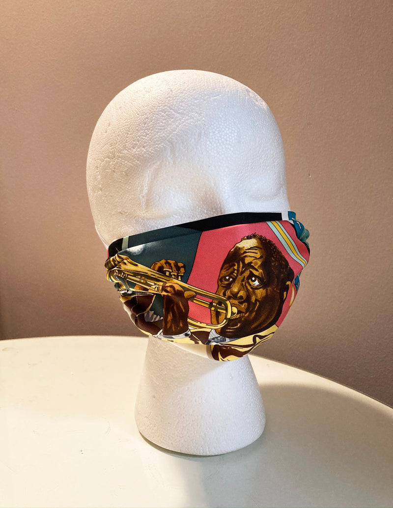 Hermes New Orleans Creole Jazz Silk Scarf Face Mask