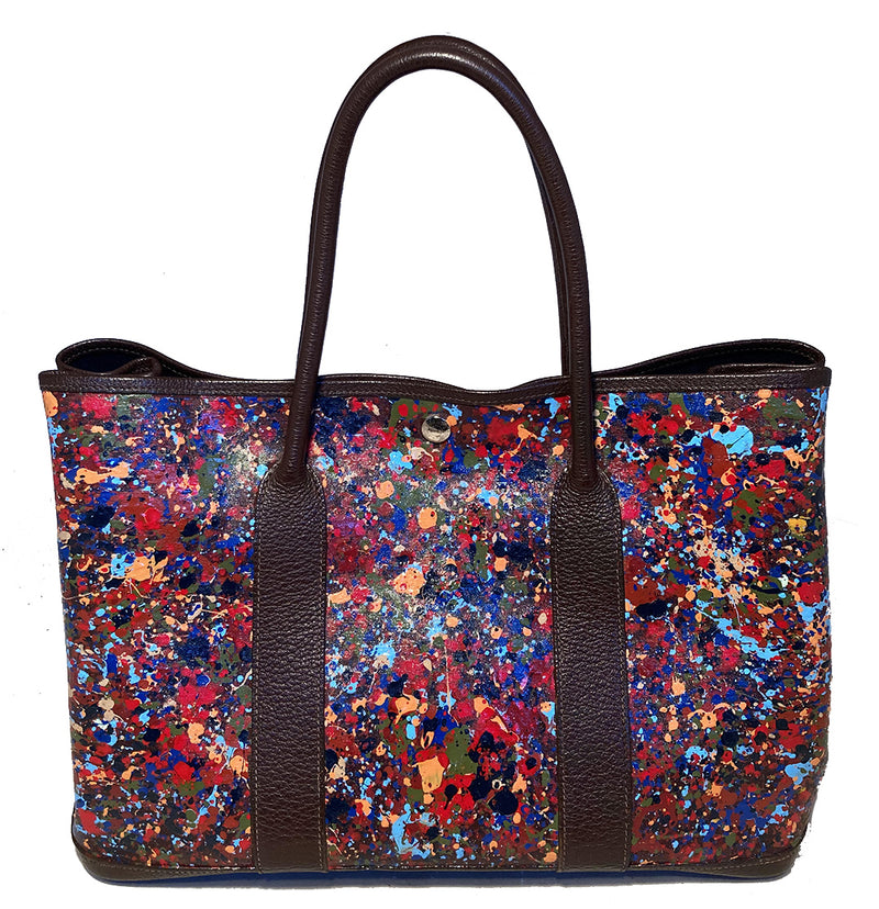 Hermes Abstract Hand Painted Garden Party 35 Tote
