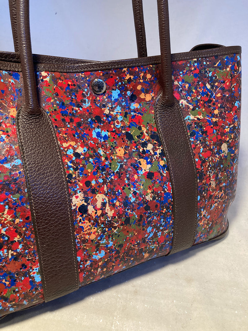 Hermes Abstract Hand Painted Garden Party 35 Tote