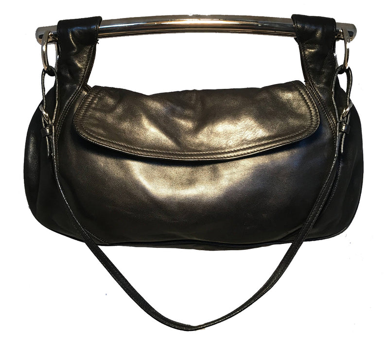 Prada Black Leather Bar Top Handle Convertible Handbag – Ladybag  International