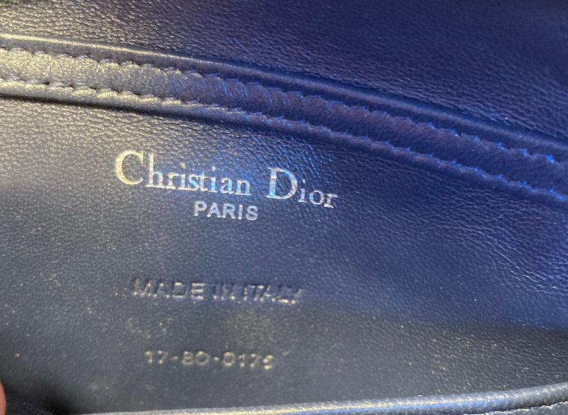Christian Dior Pink Metallic Calfskin Micro-Cannage Diorama Pouch 19 cm Pochette Flap Bag WOC, New! - poupishop