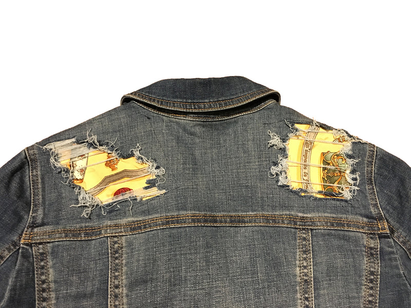 Hermes Vintage Qui' Import le Flacons Silk Patch Denim Jacket