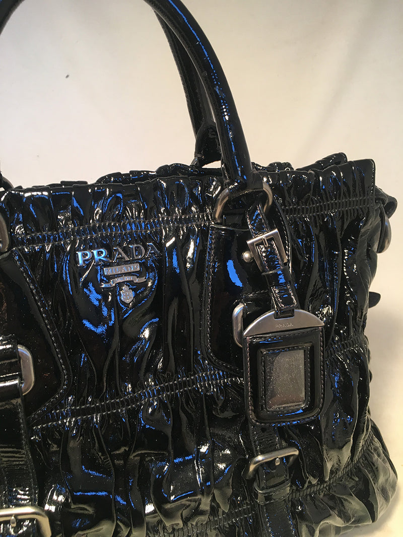 Authentic Prada Black Nylon Gaufre Shoulder Tote Bag