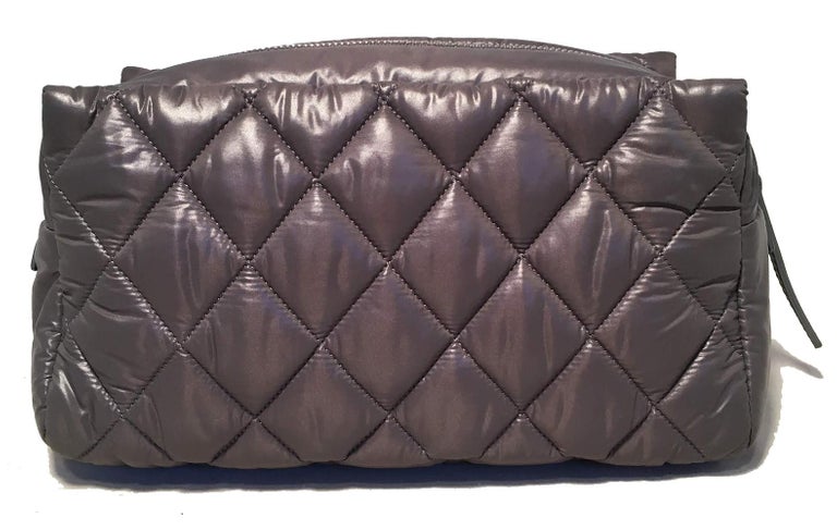 Chanel Grey Quilted Puffy Travel Accessories Cosmetic Pouch