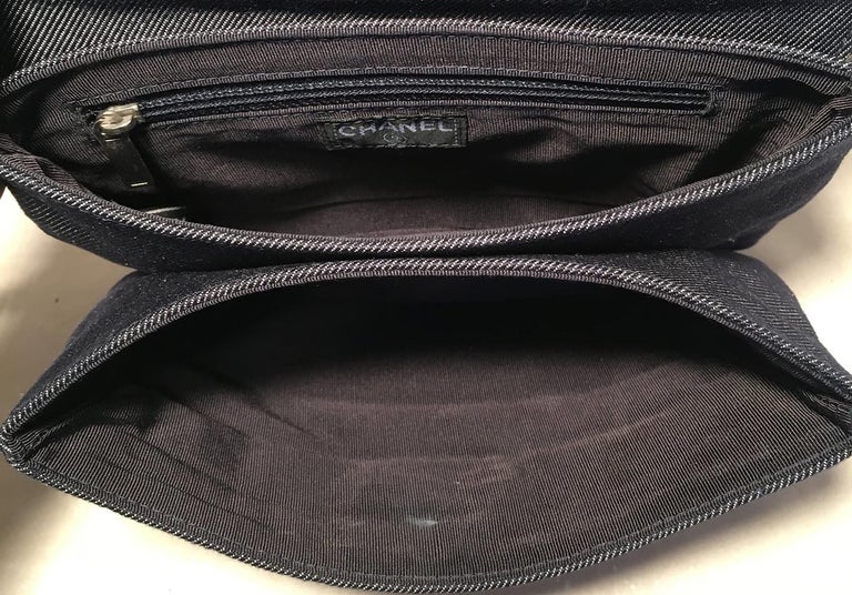 Chanel Square Quilted Denim Convertible Bum Bag Waist Pouch Clutch Shoulder Bag