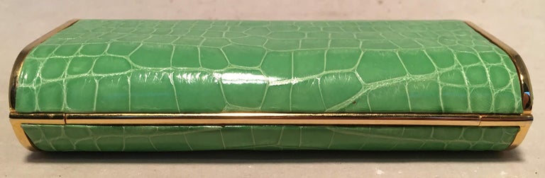 Judith Leiber Vintage Mini Green Alligator Clutch Minaudiere