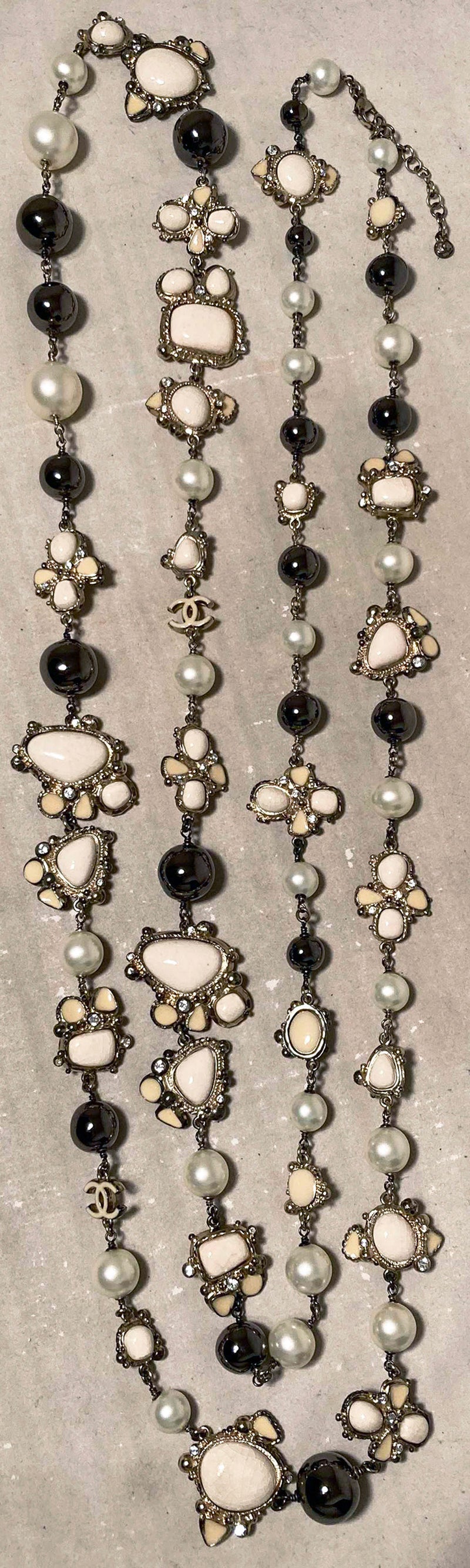 Vintage Chanel Enamel Pearl Gunmetal Beaded Necklace – Ladybag
