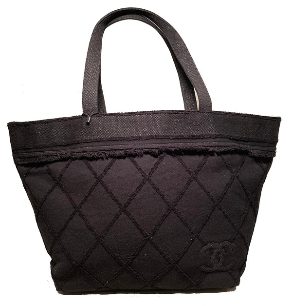 CHANEL, Bags, Chanel Quilted Black Leather Latch Front Tote Bag