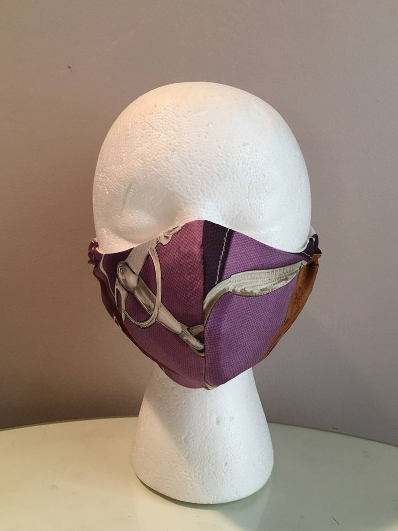Hermes Vintage Handmade Projets Carres Silk Scarf Face Mask
