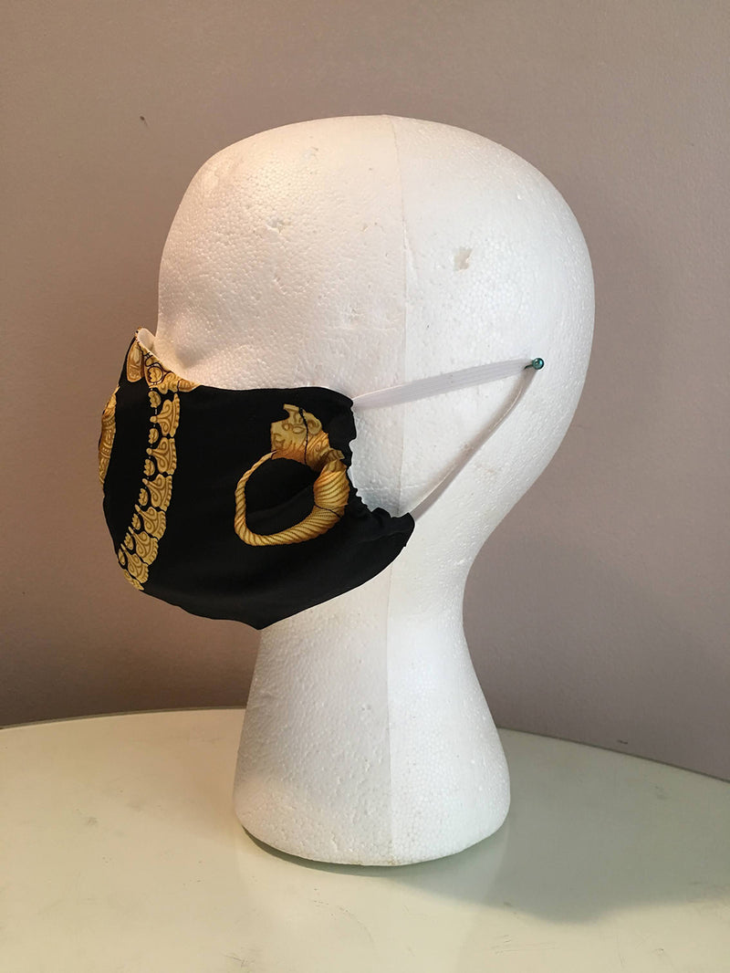 Hermes Vintage Handmade Kosmima Silk Scarf Face Mask