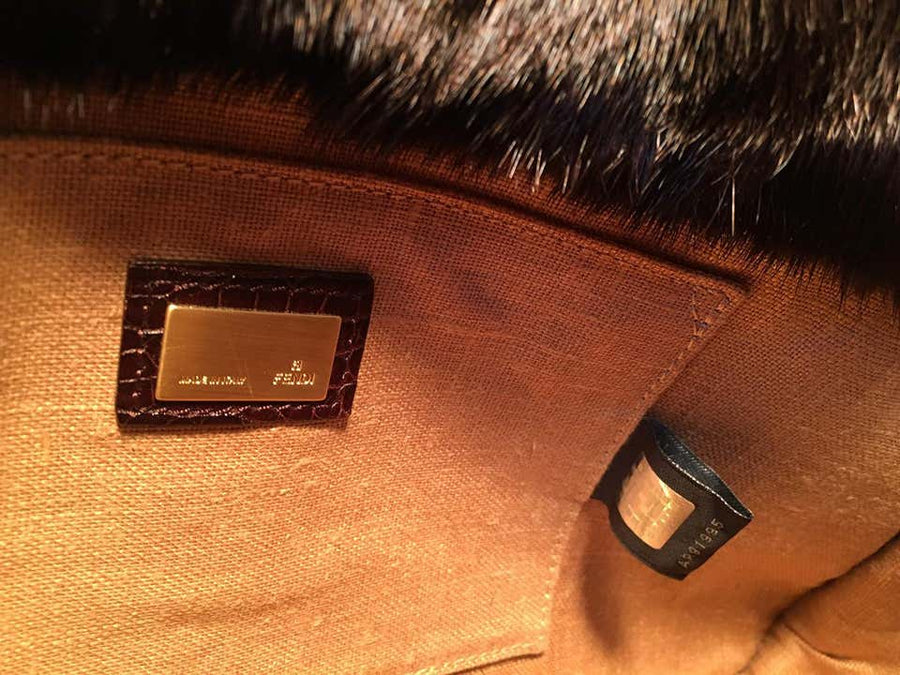 Rare Limited Edition Fendi Brown Alligator and Mink Fur Satchel