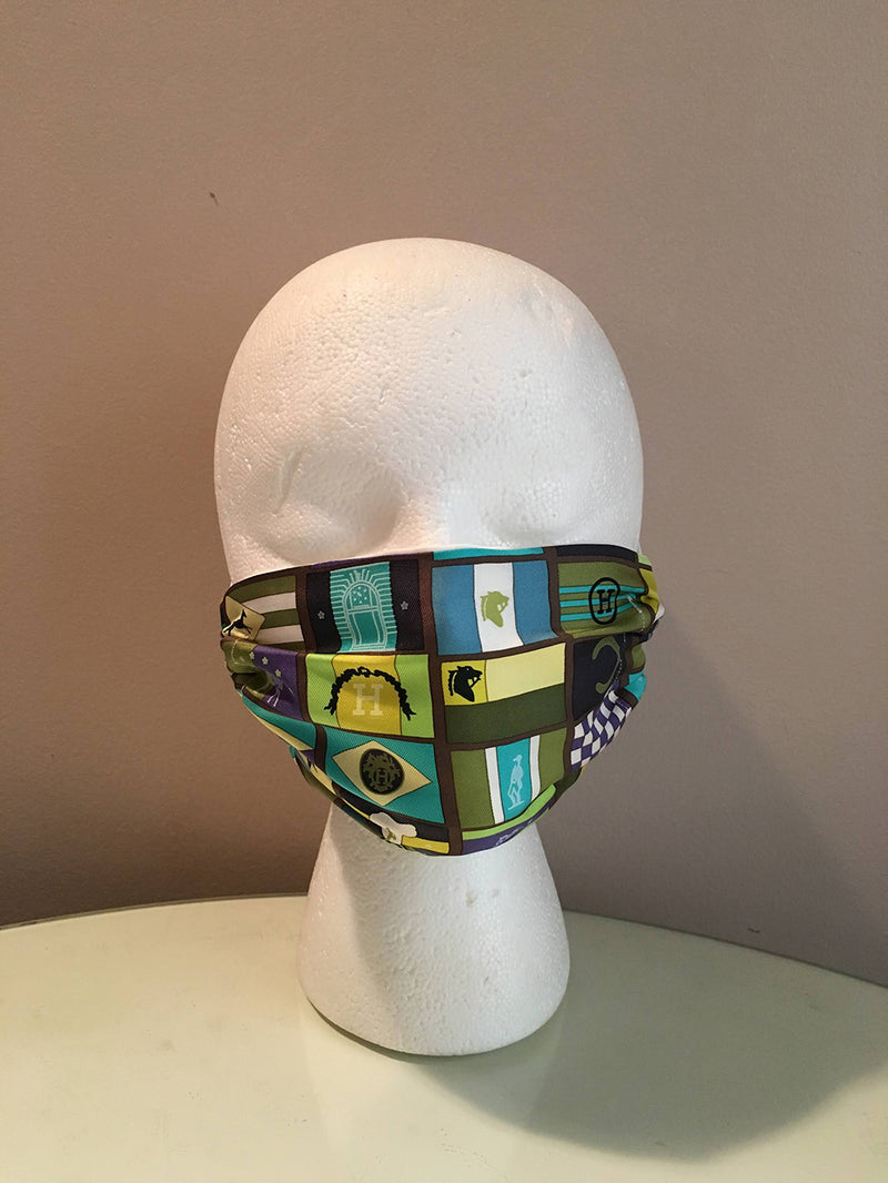 Hermes Handmade En Voyage Silk Scarf Face Mask