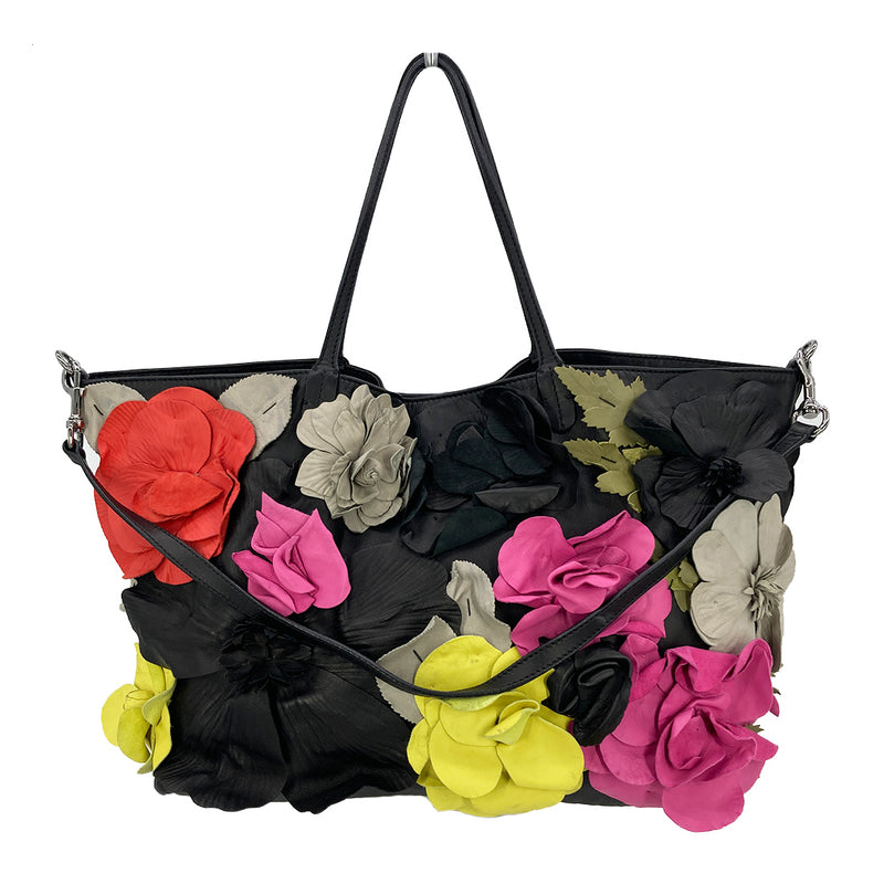 Valentino Leather Floral Embellished Tote