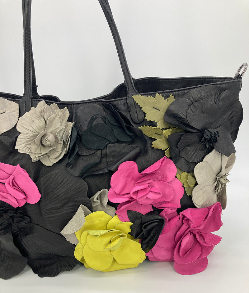 Valentino Leather Floral Embellished Tote