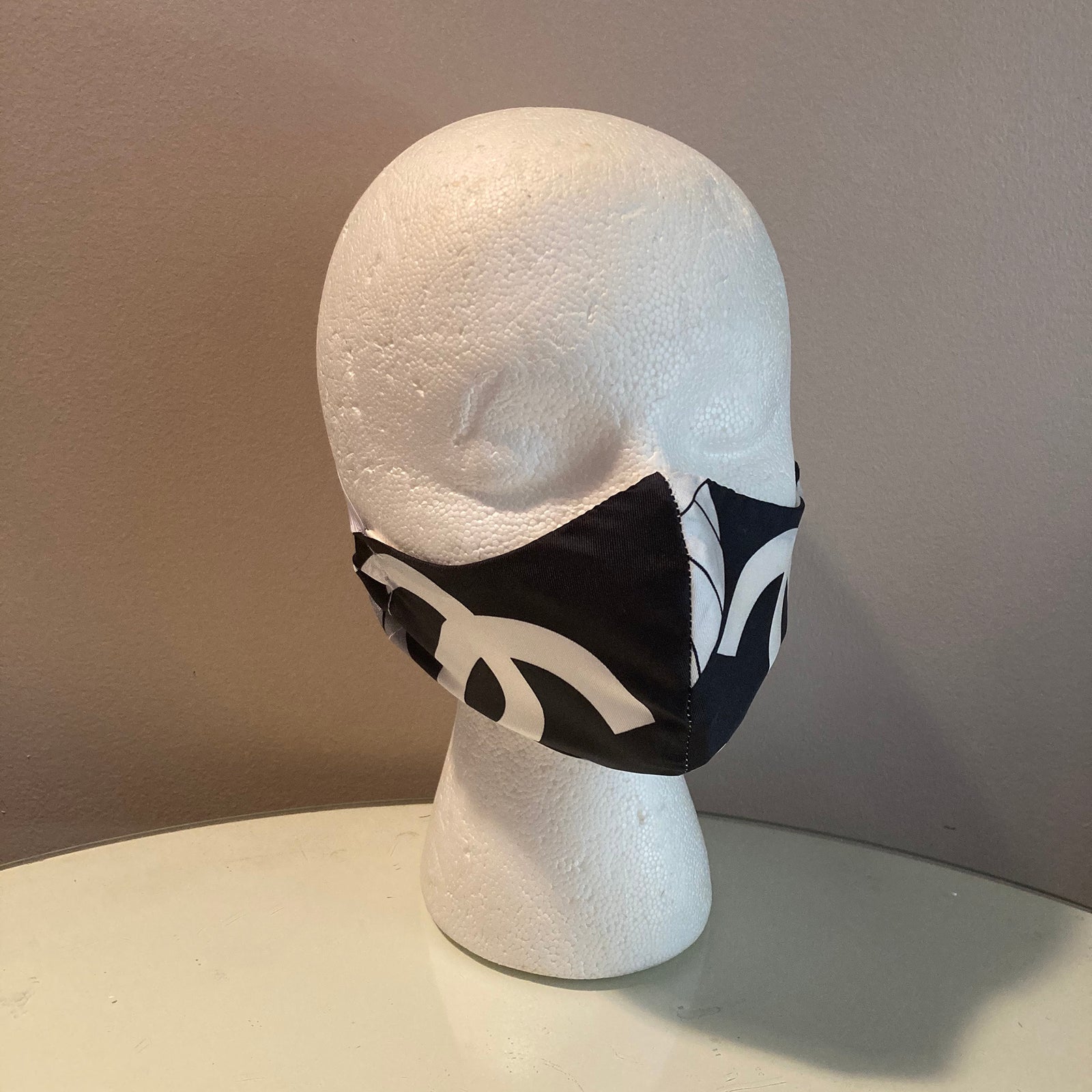 Chanel Black and White CC Logo Silk Scarf Face Mask – Ladybag