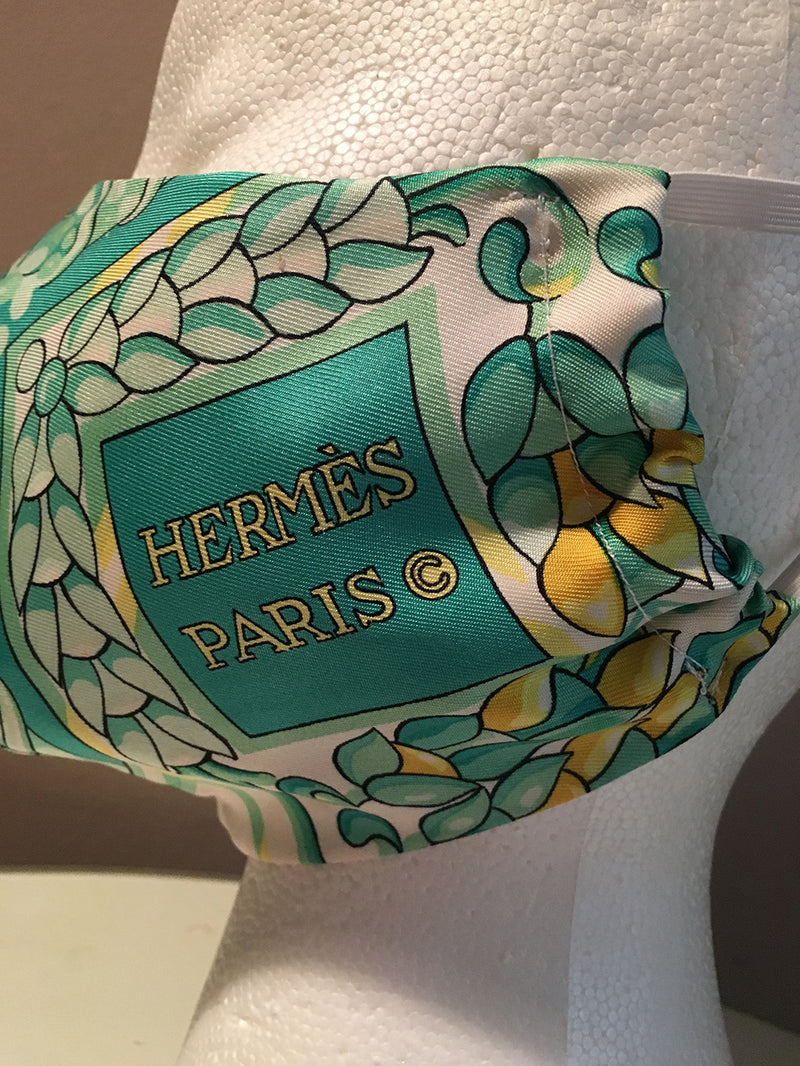 Handmade Vintage Hermes Scala Silk Scarf Face Mask