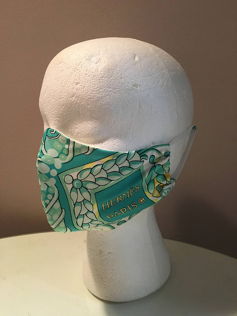 Handmade Vintage Hermes Scala Silk Scarf Face Mask