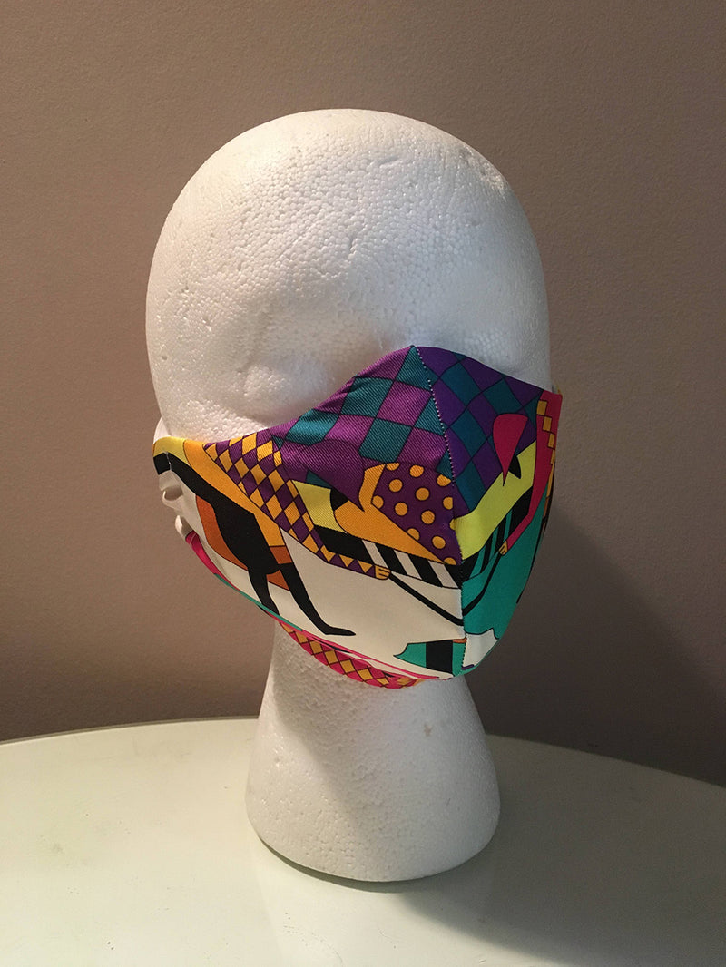 Handmade Hermes Steeple Chase Silk Scarf Face Mask