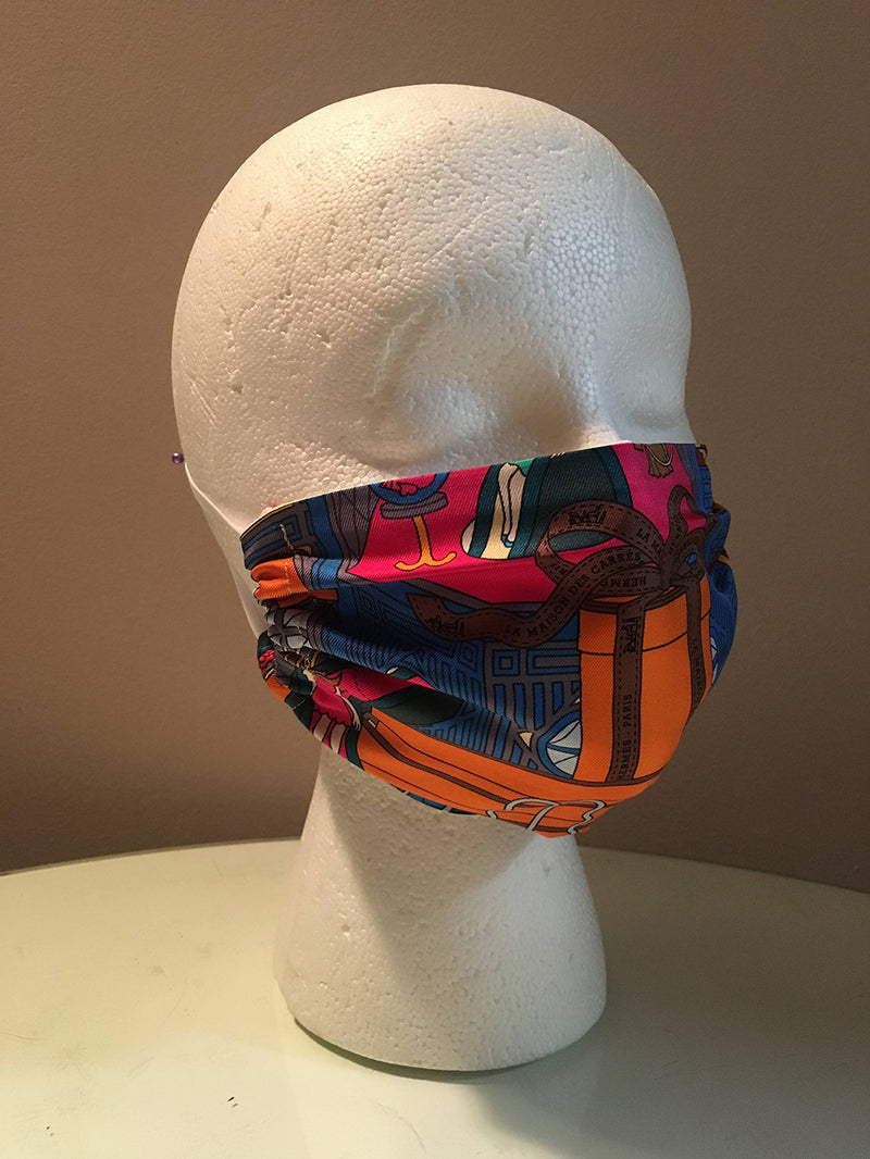 Handmade Hermes La Maison Des Carres Silk Scarf Face Mask