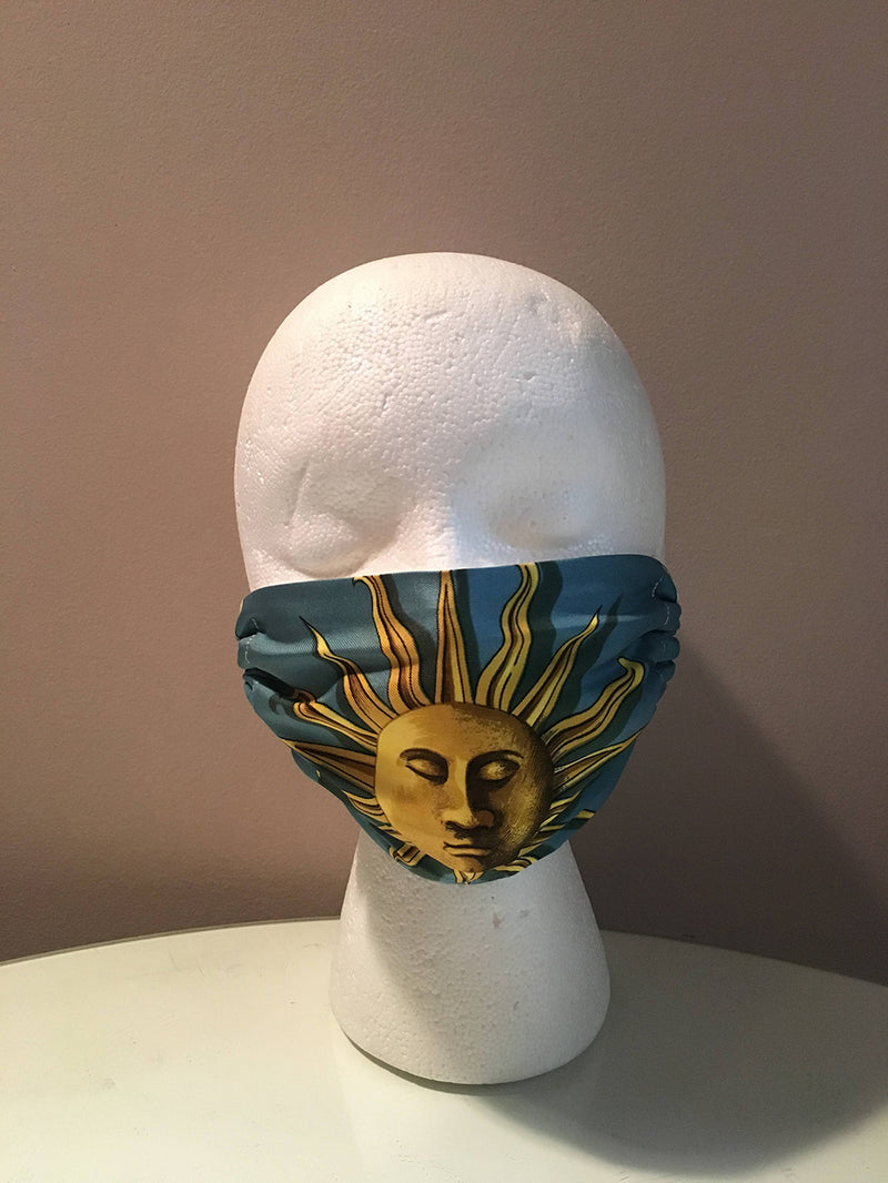 Handmade Hermes Vintage Dies et Hore Sun Silk Scarf Masque